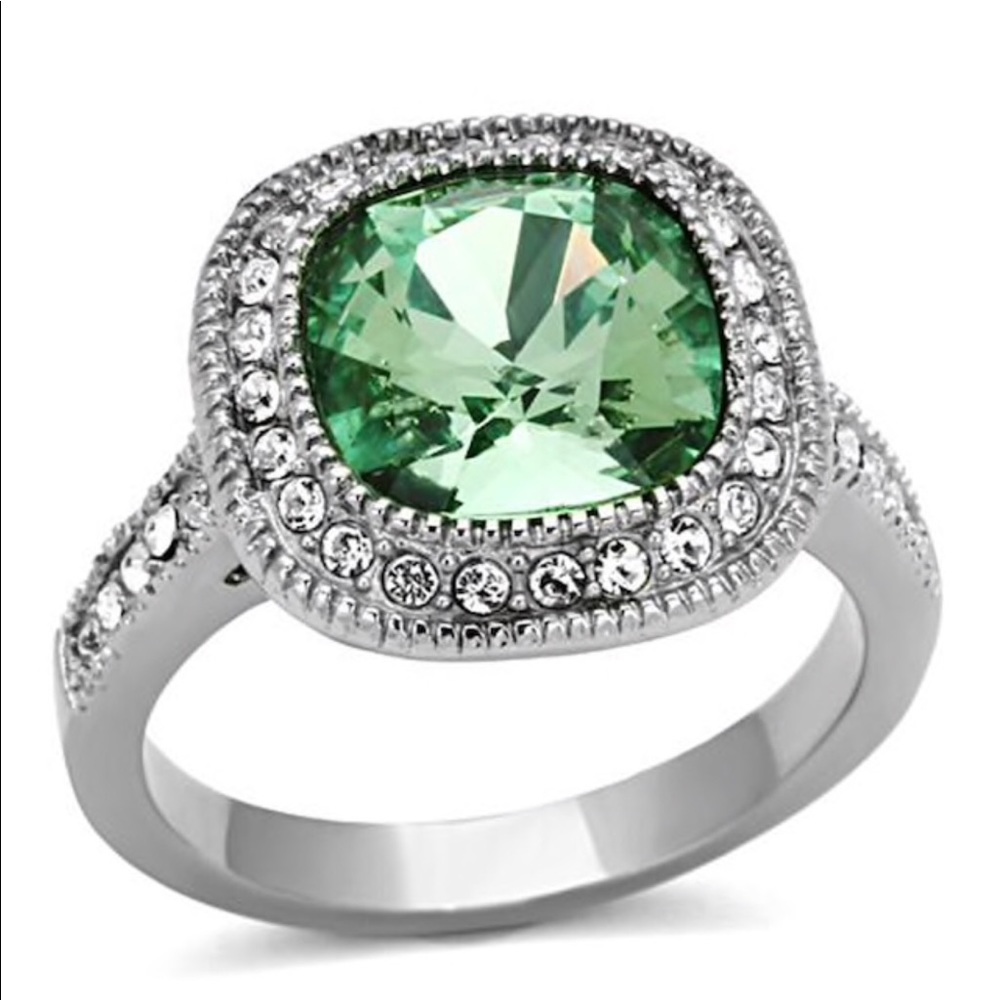 Stainless Steel 4 Ct Emerald